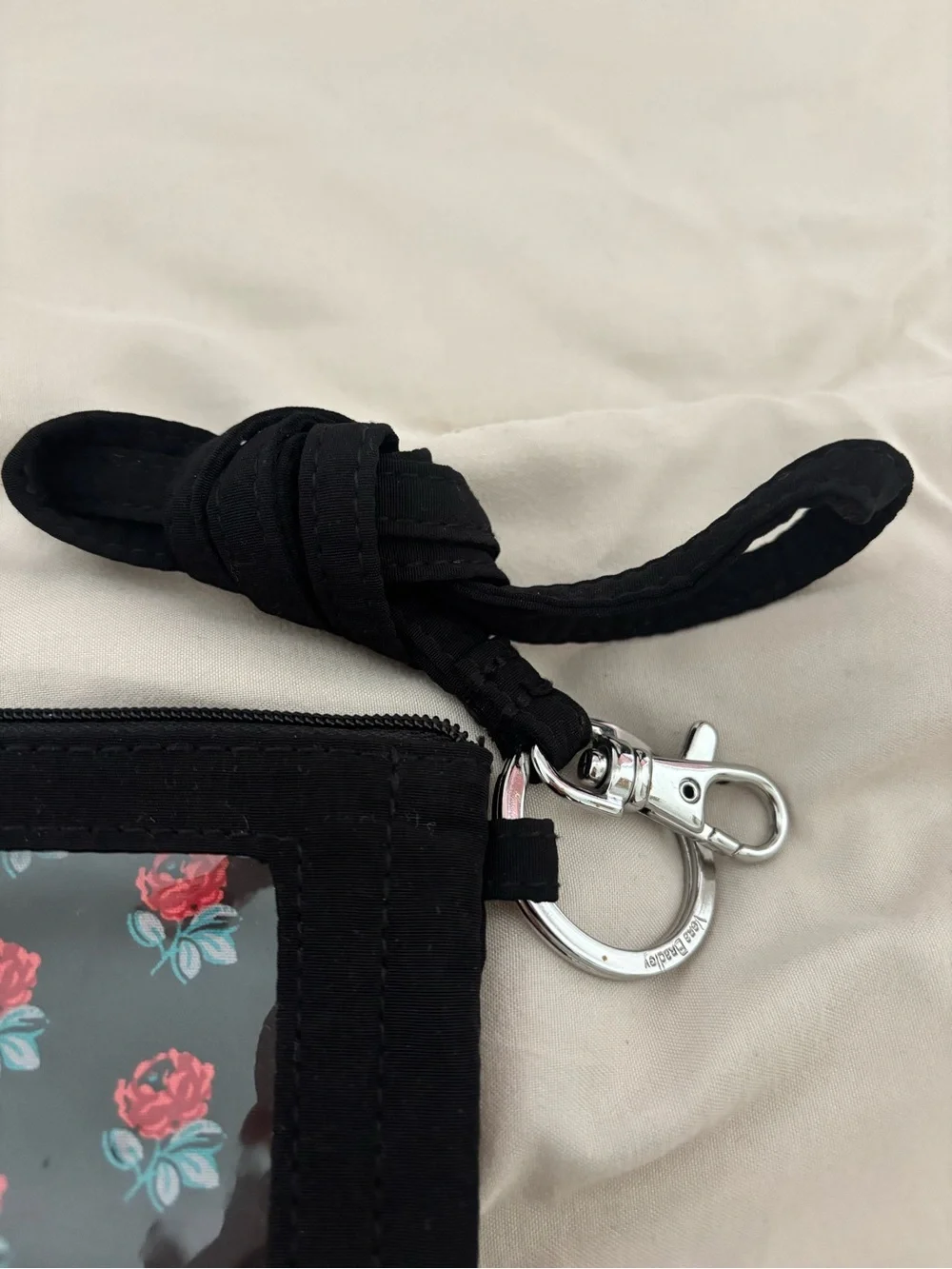 Brand New Vera Bradley Black Cardholder ID Wallet with Rose Print